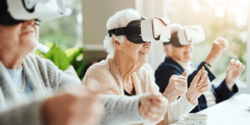 Seniors enjoying VR.