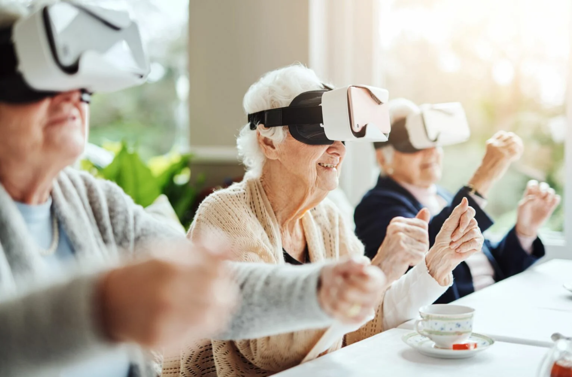 Seniors enjoying VR.